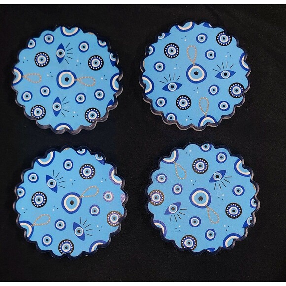 New Evil Eye Tile Coaster Set. Protection home decor - Picture 1 of 3